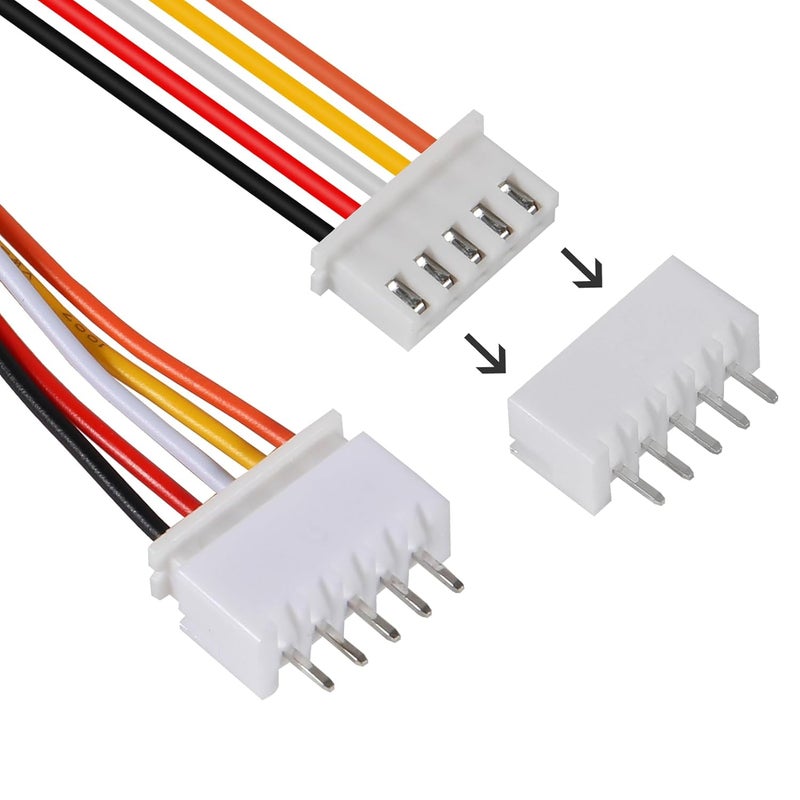 ACEIRMC 10Pairs JST-XH Connector Kit, XH 2.54mm 5 Pin Header Male and Female Connectors Plug Adapter with Flat Wire Cable 200mm 26AWG Compatible with JST XH (5P) - Image 4
